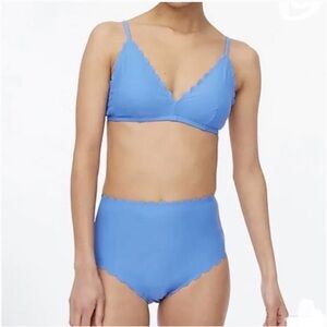 NWT J. Crew Blue Scalloped High Rise Swim